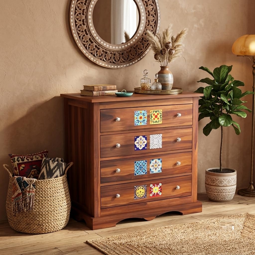JH DECORE Wooden Chest of Drawers for Living Room with 4 Drawer